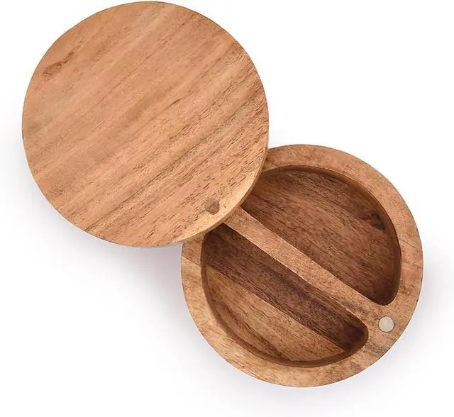 Alt view image 2 of 6 - EDHAS Salt and Pepper - 2 Compartment Swivel Lid with Magnet to Keep Dry Kitchen Seasonings Storage Containers (4.75" x 4.75" x 2.5")