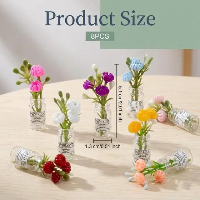 Alt view image 2 of 7 - Cute Mini Vase Fridge Magnets,8PCS Funny Luminous Plant Flower Magnets for Fridge,Tiny 3D Plant Pot with Flowers Refrigerator Magnets Decor for Kitchen, Office, Locker, Gifts for Mom Women Men(Small)