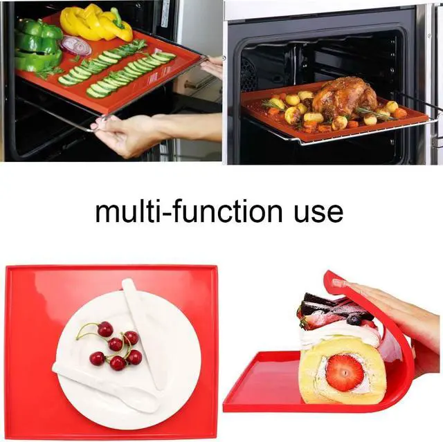 Alt view image 2 of 4 - Swiss Roll Cake Mat - Flexible Multipurpose Silicone sheet Nonstick jelly roll pan Baking Tray Pastry Mat Pizza Cookies Moldset of 2
