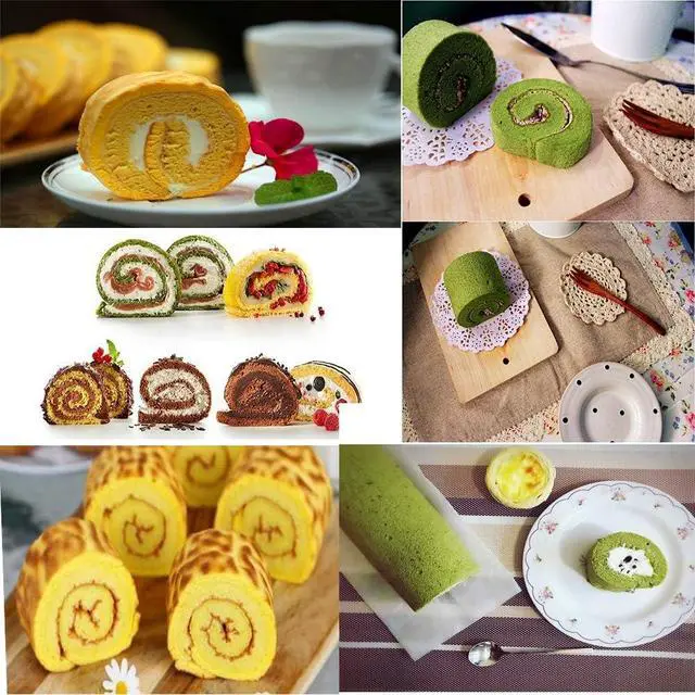 Alt view image 4 of 4 - Swiss Roll Cake Mat - Flexible Multipurpose Silicone sheet Nonstick jelly roll pan Baking Tray Pastry Mat Pizza Cookies Moldset of 2