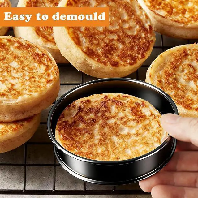 Alt view image 5 of 7 - 6pcs English Muffin Rings, 4 Inch Double Rolled Stainless Steel Crumpet & Tart Rings, Non-Stick for Muffin, Crumpet, Fry Eggs