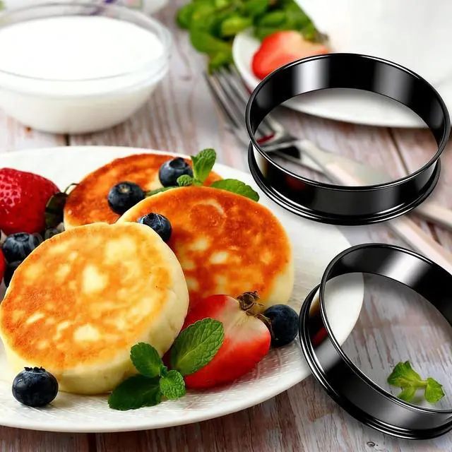 Alt view image 7 of 7 - 6pcs English Muffin Rings, 4 Inch Double Rolled Stainless Steel Crumpet & Tart Rings, Non-Stick for Muffin, Crumpet, Fry Eggs