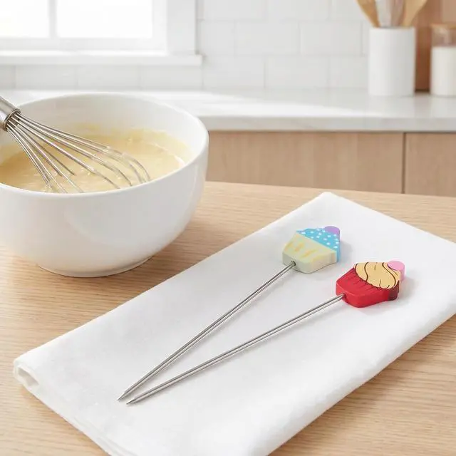 Alt view image 4 of 7 - 2Pcs Stainless Steel Cake Tester Needles Baking Probes for Accurate Doneness Testing of Cakes Bread Cookies Muffins Kitchen Baking Tools