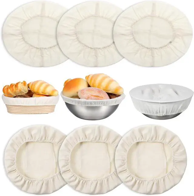 Main image of 6 Pcs Cotton Bread Proofing Covers, Basket Linen Cloths Liner Reusable Cotton Dough Cover 10 Inch Oval 9 Inch Round Cloth Natural Rattan Banneton Proofing Baking Sourdough Basket Covers for Home Dough