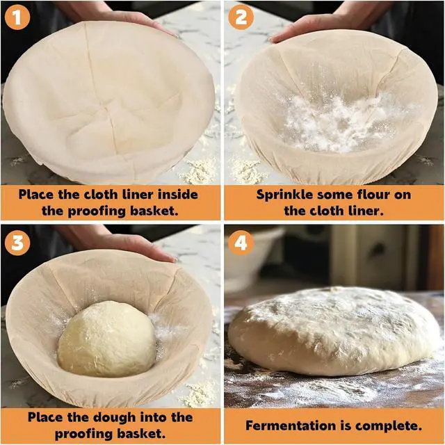 Alt view image 5 of 7 - MAQIHAN 4pcs Banneton Liner Reusable - Banneton Bread Proofing Basket Liner Elastic Cloth Bowl Covers for Bread Rising Sour Dough Proofing Covers Sourdough Making Accessories Baking Supplies