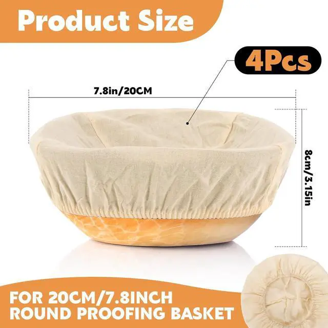 Alt view image 2 of 7 - MAQIHAN 4pcs Banneton Liner Reusable - Banneton Bread Proofing Basket Liner Elastic Cloth Bowl Covers for Bread Rising Sour Dough Proofing Covers Sourdough Making Accessories Baking Supplies