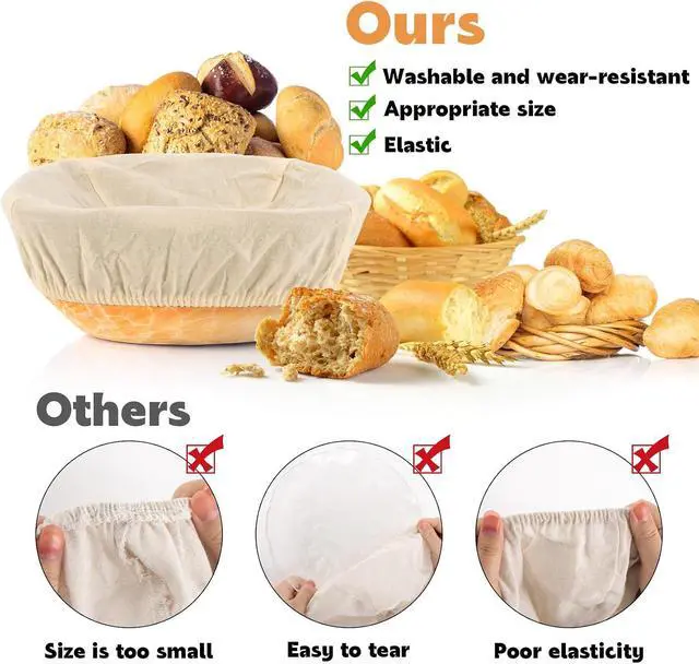Alt view image 4 of 7 - MAQIHAN 4pcs Banneton Liner Reusable - Banneton Bread Proofing Basket Liner Elastic Cloth Bowl Covers for Bread Rising Sour Dough Proofing Covers Sourdough Making Accessories Baking Supplies