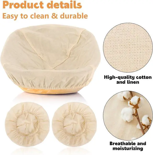 Alt view image 3 of 7 - MAQIHAN 4pcs Banneton Liner Reusable - Banneton Bread Proofing Basket Liner Elastic Cloth Bowl Covers for Bread Rising Sour Dough Proofing Covers Sourdough Making Accessories Baking Supplies