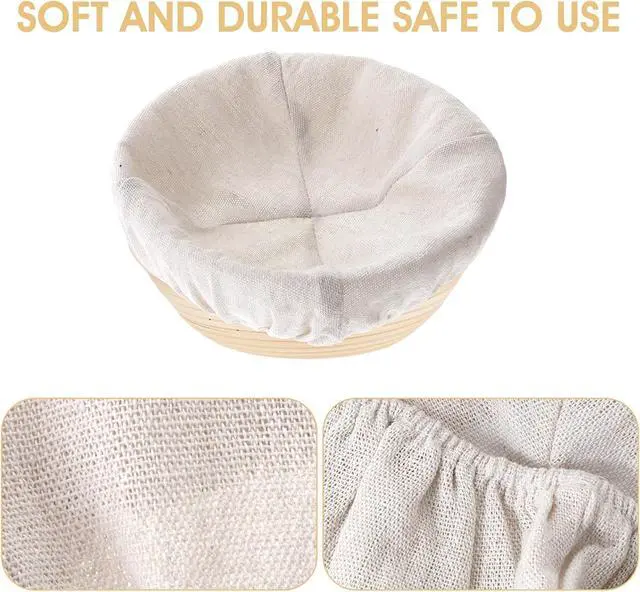 Alt view image 4 of 7 - 4Pcs Banneton Liners, 10In Cloth Bowl Covers for Bread Proofing,Reusable Natural Rattan Banneton Liner Cloth Cover for Bakery Home Baking, 2 Round & 2 Oval Sourdough Proofing Covers