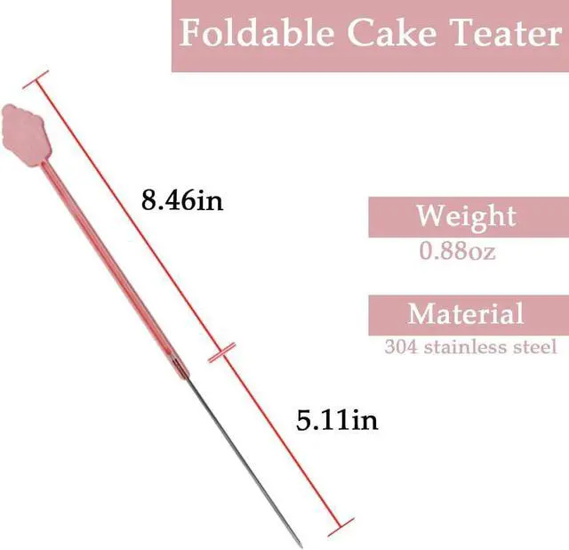 Alt view image 3 of 7 - Foldable Cake Tester for Baking Doneness Stainless Steel Needle Stick, Safe to Use, Folding Pasta Muffin Bread Tester, Baking Accessory