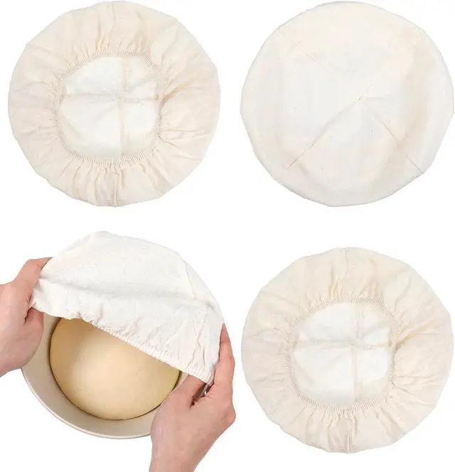 Main image of 3Pcs Bowl Covers for Bread Proofing, 9 Inch Reusable Sourdough Covers for Proofing Cover Basket Cloth Bowls Liner Cover for Rising, Ideal for Dough Rising, Easy to Clean (Beige, Round)
