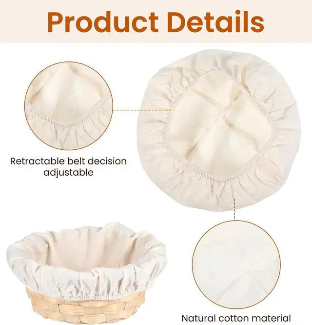 Alt view image 3 of 7 - 3Pcs Bowl Covers for Bread Proofing, 9 Inch Reusable Sourdough Covers for Proofing Cover Basket Cloth Bowls Liner Cover for Rising, Ideal for Dough Rising, Easy to Clean (Beige, Round)
