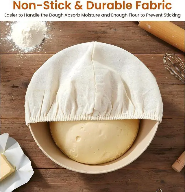 Alt view image 4 of 7 - 3Pcs Bowl Covers for Bread Proofing, 9 Inch Reusable Sourdough Covers for Proofing Cover Basket Cloth Bowls Liner Cover for Rising, Ideal for Dough Rising, Easy to Clean (Beige, Round)
