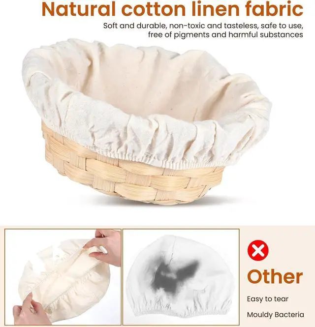 Alt view image 5 of 7 - 3Pcs Bowl Covers for Bread Proofing, 9 Inch Reusable Sourdough Covers for Proofing Cover Basket Cloth Bowls Liner Cover for Rising, Ideal for Dough Rising, Easy to Clean (Beige, Round)