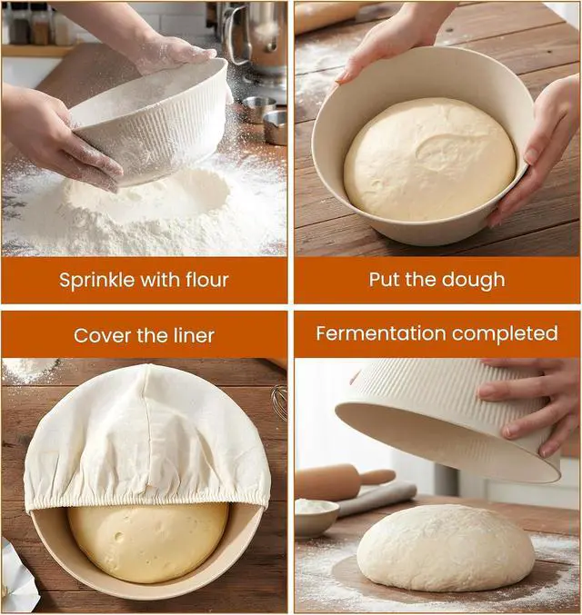 Alt view image 6 of 7 - 3Pcs Bowl Covers for Bread Proofing, 9 Inch Reusable Sourdough Covers for Proofing Cover Basket Cloth Bowls Liner Cover for Rising, Ideal for Dough Rising, Easy to Clean (Beige, Round)