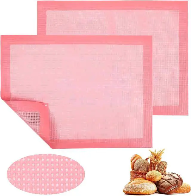 Main image of TIESOME 2 Pcs Reusable Baking Sheet Liners, Perforated Silicone Half Sheet Silicone Baking Mats 11.75" x 15.75" Non Stick Mesh Oven Liners for Eclairs Bread Pizza Cookies, Pink