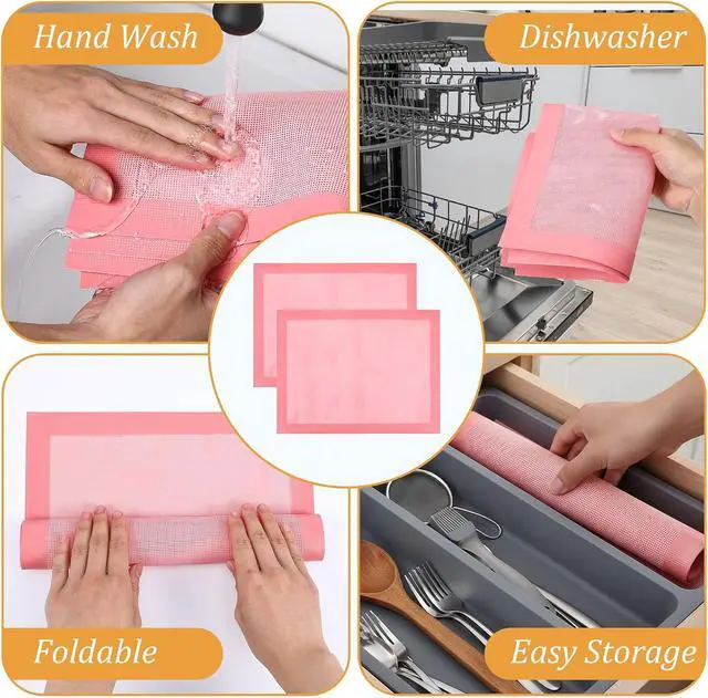 Alt view image 3 of 7 - TIESOME 2 Pcs Reusable Baking Sheet Liners, Perforated Silicone Half Sheet Silicone Baking Mats 11.75" x 15.75" Non Stick Mesh Oven Liners for Eclairs Bread Pizza Cookies, Pink