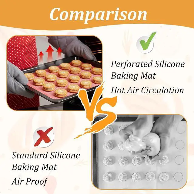 Alt view image 6 of 7 - TIESOME 2 Pcs Reusable Baking Sheet Liners, Perforated Silicone Half Sheet Silicone Baking Mats 11.75" x 15.75" Non Stick Mesh Oven Liners for Eclairs Bread Pizza Cookies, Pink