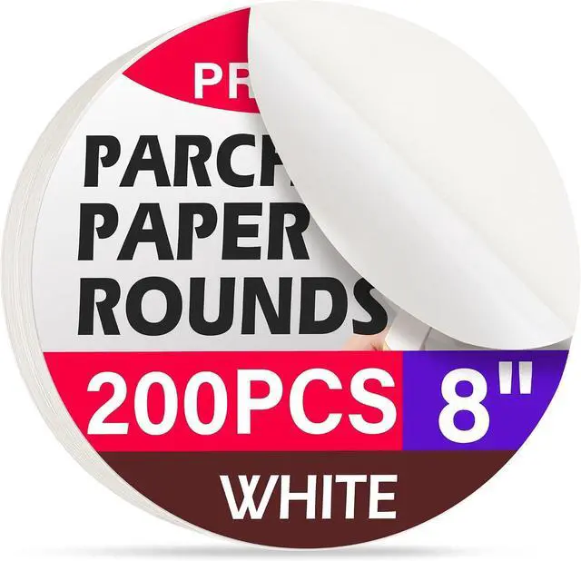 Main image of 8 Inch Parchment Paper Rounds, 200Pcs Precut Baking Paper Sheets