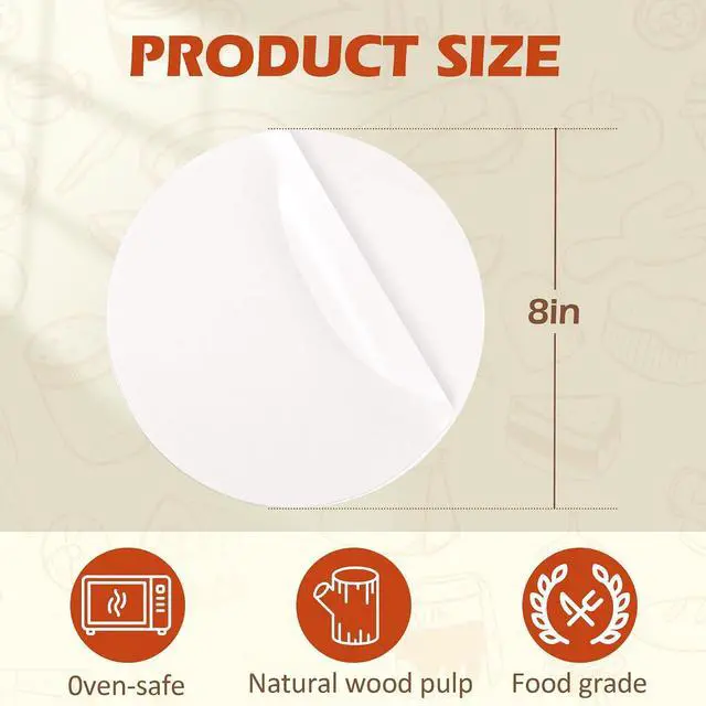 Alt view image 2 of 7 - 8 Inch Parchment Paper Rounds, 200Pcs Precut Baking Paper Sheets