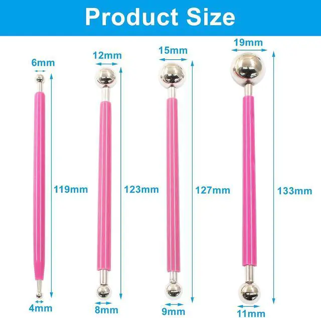 Alt view image 3 of 5 - 4Pcs Pink Ball Shaped Cake Dotting Tool