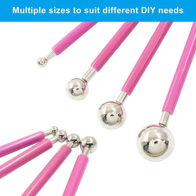 Alt view image 4 of 5 - 4Pcs Pink Ball Shaped Cake Dotting Tool