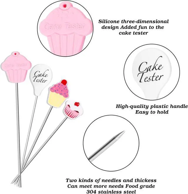 Alt view image 3 of 6 - BENBO Cake Tester Needles Set - 4Pcs Stainless Steel Reusable Testing Probes, Skewers, Stirring Pins and 2Pcs Slicers for Kitchen Bakeware