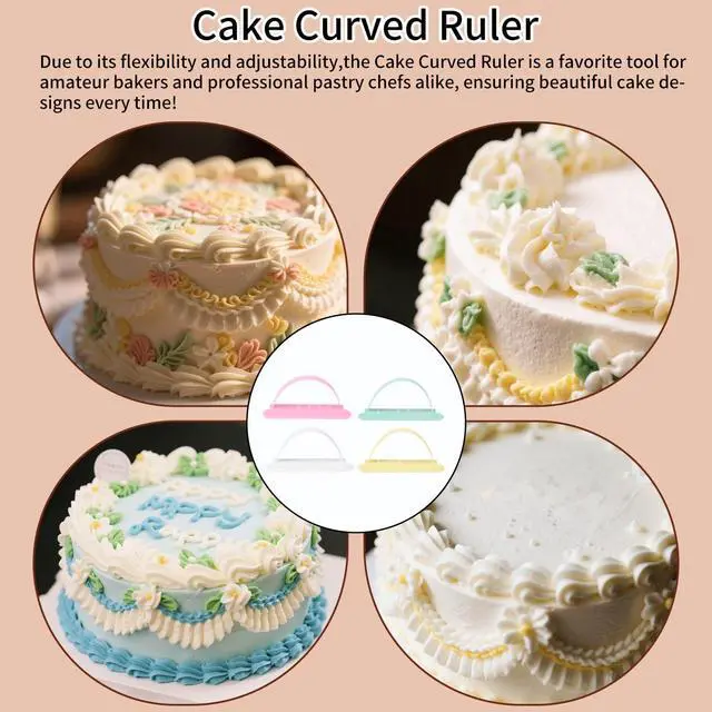 Alt view image 7 of 7 - 4pcs Cake Arc Rulers, Adjustable Cake Arch Swag Guide Tool Curved Decorating Marking Maker Divider Aid Baking Measuring Measurer Pastry Accessories DIY Framing Guide for Professional & Home Bakers