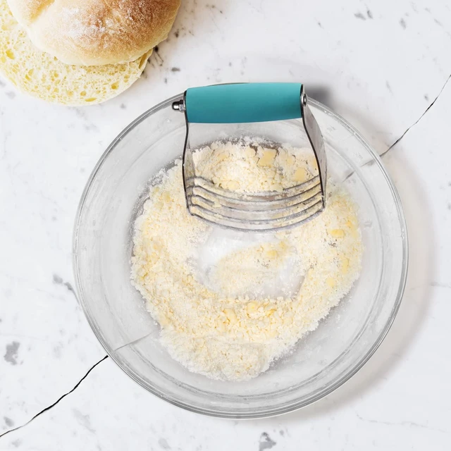 Alt view image 6 of 7 - ALLTOP Pastry Blender Cutter,Stainless Steel Dough Masher for Butter, Biscuit,Baking, Kneading,Dough, Flakier and Fluffier Pie Crusts, Almond - Hand Kitchen Tool (1 Pack, Turquoise)