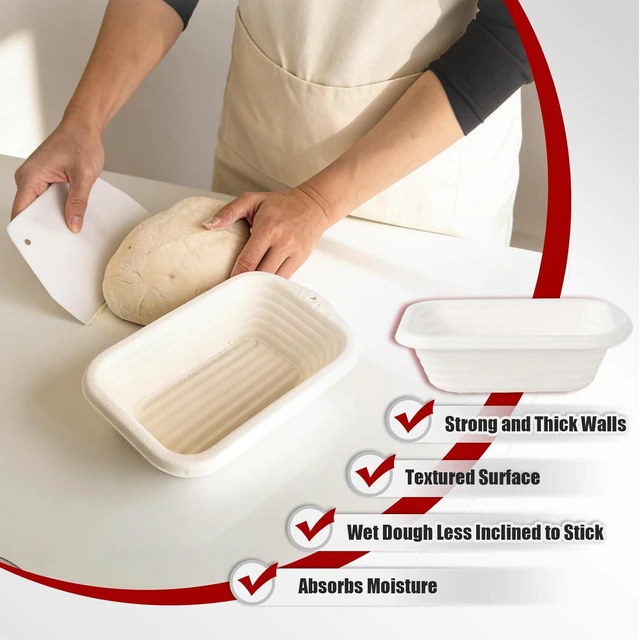 Alt view image 5 of 7 - 2-Pack 8 Inch Rectangular Bread Proofing Basket Set