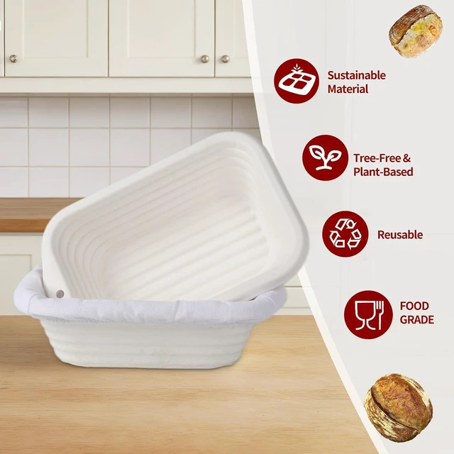 Alt view image 6 of 7 - 2-Pack 8 Inch Rectangular Bread Proofing Basket Set