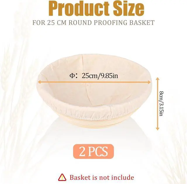 Alt view image 2 of 7 - 2 Pcs Bread Proofing Basket Cloth Liner Baking Dough Basket Cover Natural Rattan Banneton Proofing Cloth for Bakery Home Baking, about 10 inch
