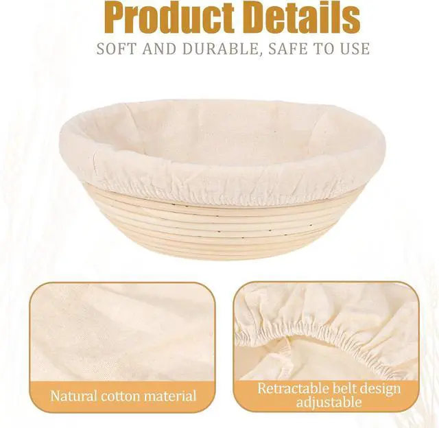 Alt view image 3 of 7 - 2 Pcs Bread Proofing Basket Cloth Liner Baking Dough Basket Cover Natural Rattan Banneton Proofing Cloth for Bakery Home Baking, about 10 inch