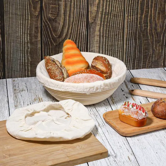 Alt view image 4 of 7 - 2 Pcs Bread Proofing Basket Cloth Liner Baking Dough Basket Cover Natural Rattan Banneton Proofing Cloth for Bakery Home Baking, about 10 inch
