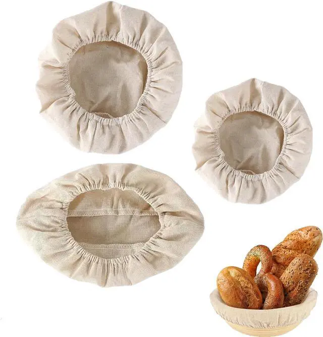 Main image of 3 Pack Banneton Liner Reusable Banneton Bread Proofing Basket Liners Non-Stick Dough Cloth Cover for Bread Banneton Basket Round Oval Sourdough Proofing Bowls Rattan Sourdough Rising Baskets