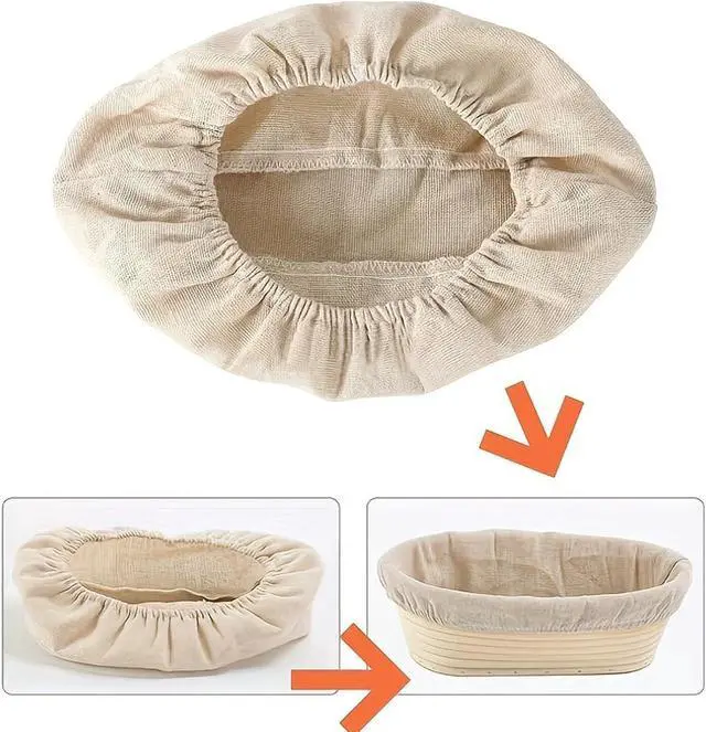 Alt view image 4 of 6 - 3 Pack Banneton Liner Reusable Banneton Bread Proofing Basket Liners Non-Stick Dough Cloth Cover for Bread Banneton Basket Round Oval Sourdough Proofing Bowls Rattan Sourdough Rising Baskets