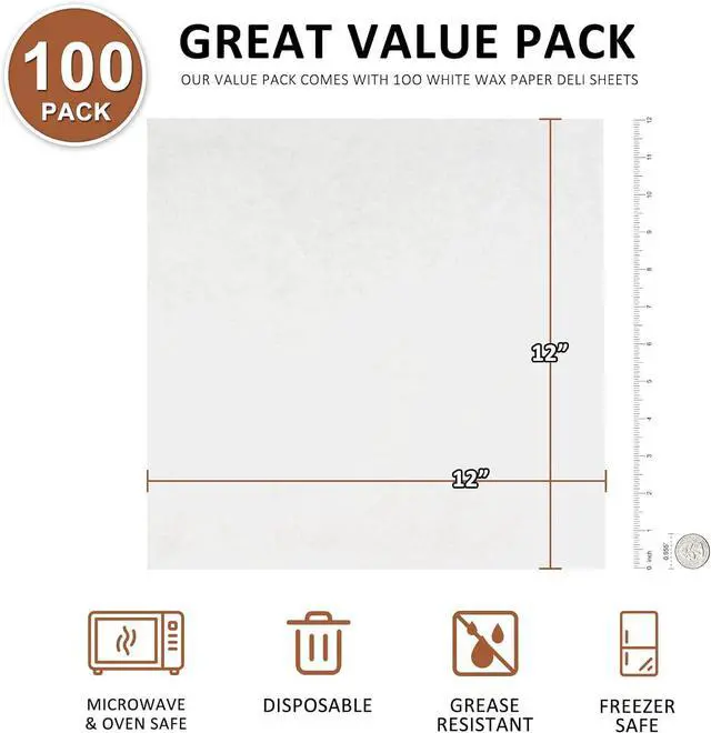 Alt view image 2 of 7 - 100PCS Deli Paper Sheets 12×12", Unbleached White Wax Paper Sheets for Food Basket Liners, Precut Parchment Paper Baking Sheets for Cookies, Grease Resistant Sandwich Wrappering Paper by Neyimqr