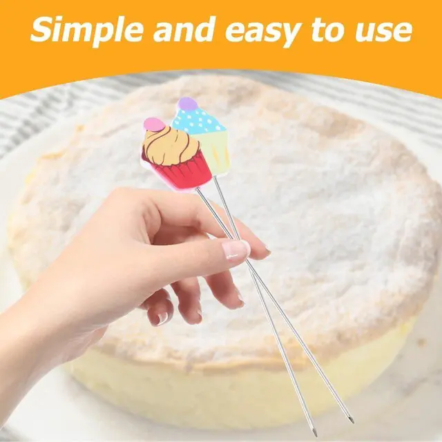Alt view image 2 of 7 - STOBAZA 2 pcs Cake Tester Stick Baking Tester Needle for Cake Doneness Bread and Muffin Testing Stainless Steel Probe for Home Kitchen Baking Tools
