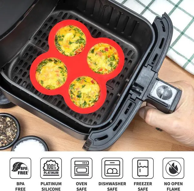 Alt view image 4 of 7 - Puyeipt Air Fryer Egg Bite Molds, 2 Pack, 8 Cups