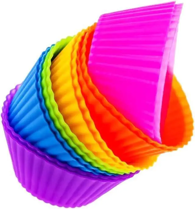 Main image of Cupcake Liners - Reusable Silicone Cupcake Baking Cups - Non-Stick Baking Muffins Mold - Use As Lunch Box Dividers - Set of 12 Kitchen Accessories - Great Gift Idea