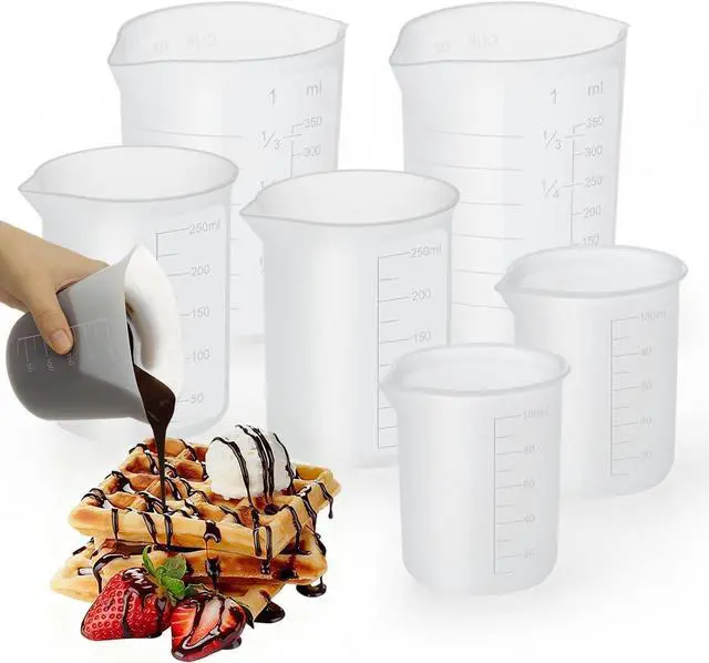 Main image of Aieve 6 Pcs Silicone Chocolate Melting Cups,Reusable Measuring Cups with Scale & Pour Spout, Capacity 100ml/250ml/350ml for Strawberries Treats,DIY Chocolate Mold & Baking Supplies