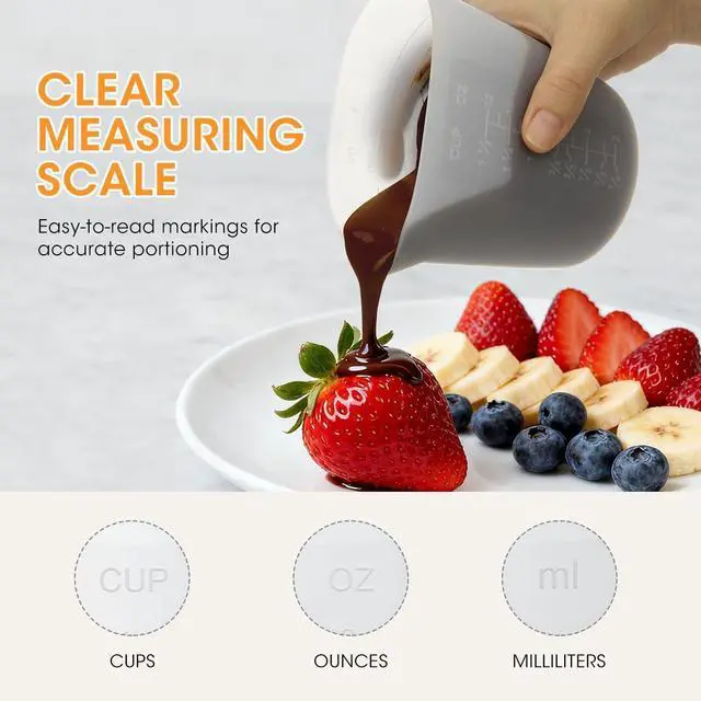 Alt view image 3 of 7 - Aieve 6 Pcs Silicone Chocolate Melting Cups,Reusable Measuring Cups with Scale & Pour Spout, Capacity 100ml/250ml/350ml for Strawberries Treats,DIY Chocolate Mold & Baking Supplies