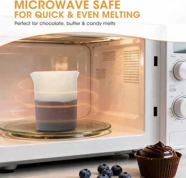 Alt view image 5 of 7 - Aieve 6 Pcs Silicone Chocolate Melting Cups,Reusable Measuring Cups with Scale & Pour Spout, Capacity 100ml/250ml/350ml for Strawberries Treats,DIY Chocolate Mold & Baking Supplies