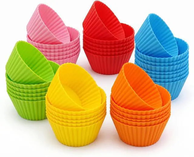 Main image of Baking Cups 24 Pack, Multi-color Reusable Silicone Cupcake Liners, Non-stick and Flexible Muffin Pans for Baking, Easy To Clean Cupcake Molds