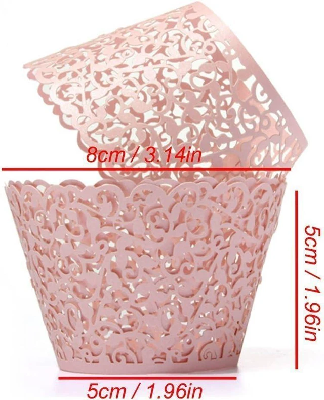 Alt view image 2 of 5 - YOZATIA Vine Cupcake Wrappers, 60PCS Lace Cupcake Liners for Regular Sized Cupcake (Pink)