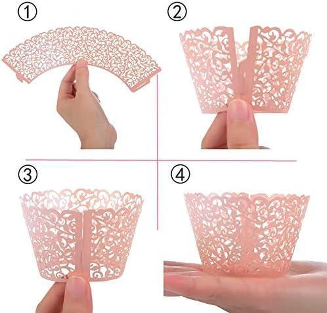 Alt view image 3 of 5 - YOZATIA Vine Cupcake Wrappers, 60PCS Lace Cupcake Liners for Regular Sized Cupcake (Pink)