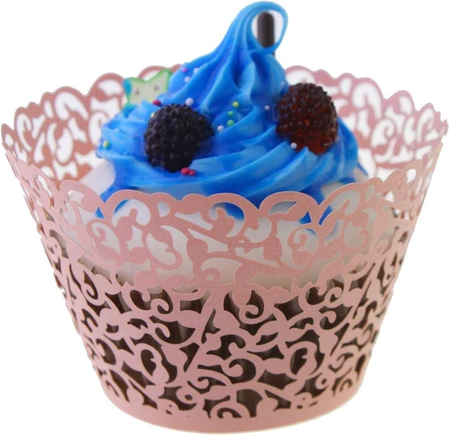 Alt view image 5 of 5 - YOZATIA Vine Cupcake Wrappers, 60PCS Lace Cupcake Liners for Regular Sized Cupcake (Pink)