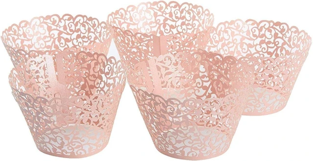 Alt view image 4 of 5 - YOZATIA Vine Cupcake Wrappers, 60PCS Lace Cupcake Liners for Regular Sized Cupcake (Pink)