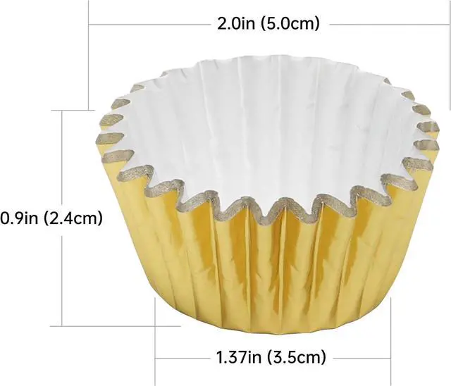 Alt view image 2 of 7 - Bake Choice 400pcs Gold Mini Cupcake Liners, Foil Muffin Liners, Non-Stick