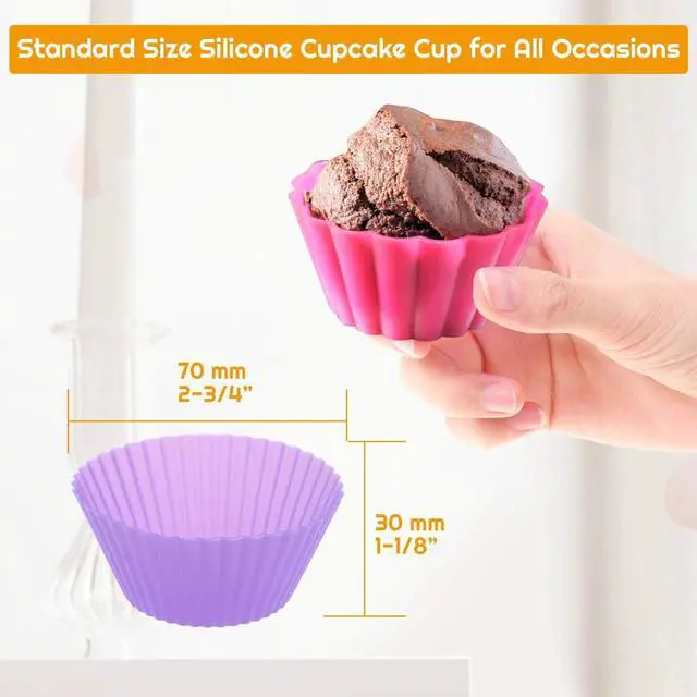 Alt view image 5 of 7 - 54 Pack Silicone Muffin Cups, Selizo Silicone Cupcake Baking Cups Reusable Muffin Liners Cupcake Wrapper Cups Holders for Muffins, Cupcakes, and Candies